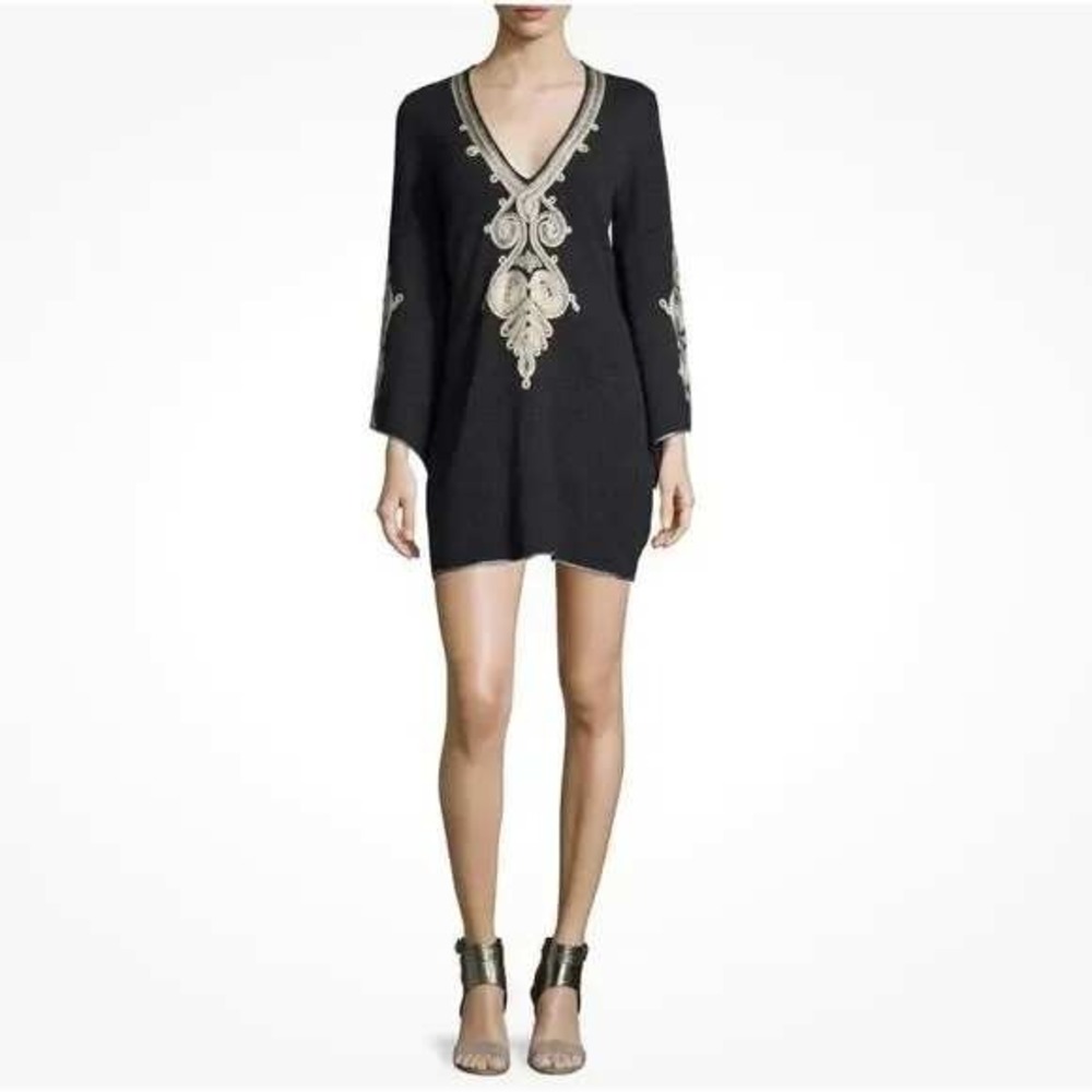 Calypso St Barth Embroidered V Neckβ Bell Sleeve Tunic Dress M